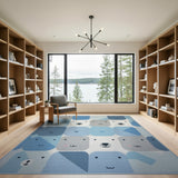 Adorable Blue Polar Bear Kids Cartoon Rug