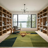 Highland Cow Geometric Green Area Rug