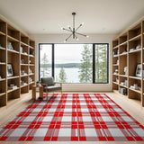 Geometric Modern Red Bold Red Gingham Checkered Area Rug