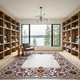 Ornate Floral Border Area Rug