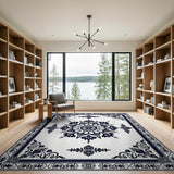 Navy Blue Persian Medallion Blue and Teal Area Rug