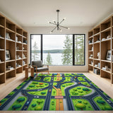 Vibrant Cartoon City Streets Kids Area Rug
