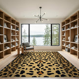 Boho Chic Leopard Print Beige Area Rug
