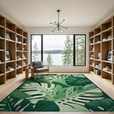 Fruit Pattern Lush Monstera Leaves Green Area Rug