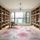 Blush Pink Floral Garden Area Rug