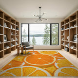 Vibrant Orange Slices Mosaic Area Rug