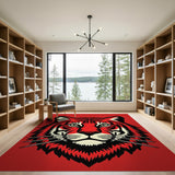 Bold Red Tiger Head Geometric Rug
