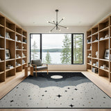 Starry Night Sky Moon Over Mountains Area Rug