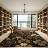 Distressed Brown Shamrock Clover Area Rug