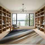 Modern Grey Diagonal Stripe Area Rug