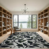 Floral Vintage Elegant Green Vine Leaf Area Rug