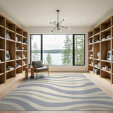 Abstract Area Wavy Blue Abstract Area Rug