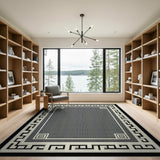 Greek Key Black Border Gray Area Rug