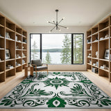 Ornate Green Persian Star Medallion Rug