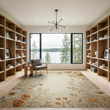 Beige Poppy Anemone Floral Area Rug