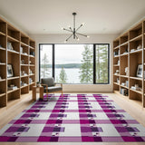 Purple Scottie Dog Plaid Area Rug