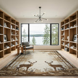 Majestic Woodland Deer Forest Area Rug