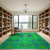 Vibrant Green Butterfly Abstract Area Rug