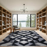 Bold Black White Geometric Area Rug