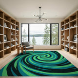 Teal Spiral Vortex Area Rug