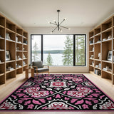 Traditional Persian Vibrant Pink Floral Persian Area Rug
