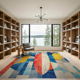 Geometric Modern Multi-color and Patterns Vibrant Geometric Abstract Multi-Color Area Rug