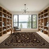 Ornate Gold Rose Vine Floral Rug