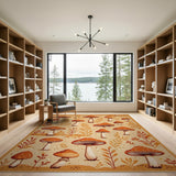 Brown and Tan Whimsical Mushroom Grove Area Rug