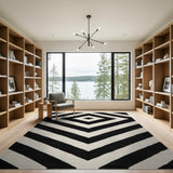 Black White Chevron Geometric Area Rug