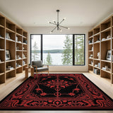 Traditional Persian Ornate Red Floral Medallion Area Rug