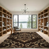 Opulent Gold Baroque Filigree Area Rug