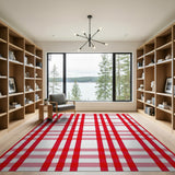 Rustic Farmhouse Red Classic Red White Gingham Check Area Rug