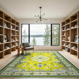 Traditional Persian Yellow Vibrant Yellow Persian Floral Area Rug