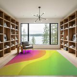 Vibrant Multi-Color Wave Abstract Area Rug