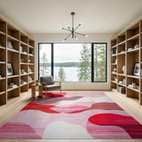 Abstract Red Wave Area Rug