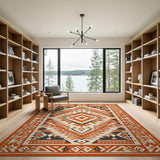 Bold Orange Southwestern Geometric Orange Area Rug