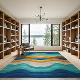 Geometric Modern Vibrant Abstract Wave Multi-Color Area Rug