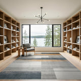 Distressed Grey Geometric Block Area Rug