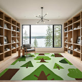Whimsical Cartoon Forest Trees Rug