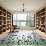 Purple Daisy Floral Border Area Rug