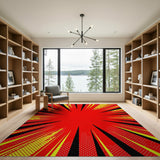 ODIKA Pop Art Comic Book Washable Area Rug - Non-Slip Red Low Pile Retro Rug