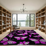 Pink Vibrant Pink Butterfly Pattern Area Rug