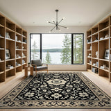 Black and White Black White Floral Persian Area Rug