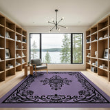 Elegant Purple Ornate Medallion Area Rug