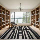 Geometric Modern Black and White Modern Black White Geometric Abstract Area Rug