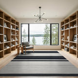 Woven Geometric Modern Bold Black White Striped Woven Area Rug