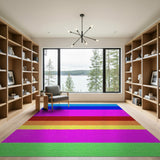 Multi-color and Patterns Geometric Modern Vibrant Rainbow Stripe Area Rug
