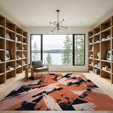 Bold Orange Leaf Splash Abstract Area Rug