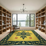 Ornate Yellow Persian Medallion Rug