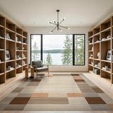 Geometric Brown Tan Framed Area Rug